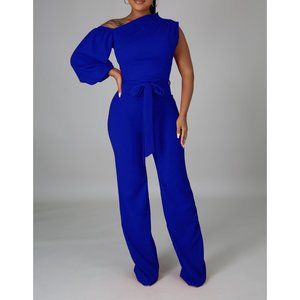 Royal Blue One Shoulder Jumpsuit